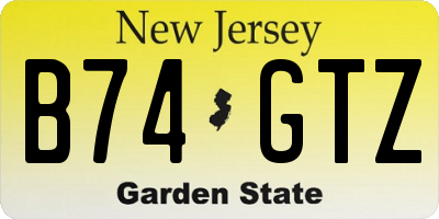 NJ license plate B74GTZ