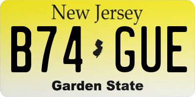 NJ license plate B74GUE