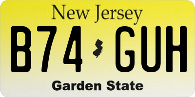 NJ license plate B74GUH