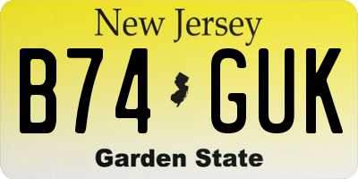 NJ license plate B74GUK