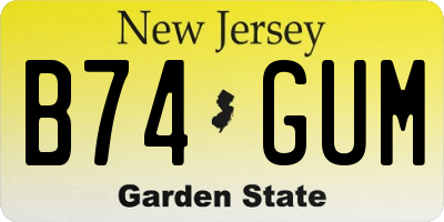 NJ license plate B74GUM