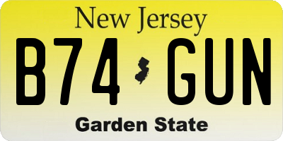 NJ license plate B74GUN