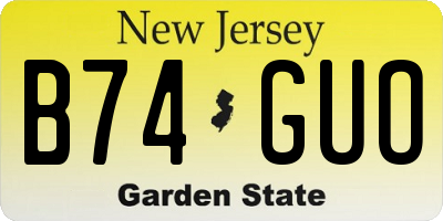 NJ license plate B74GUO