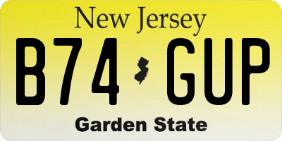 NJ license plate B74GUP