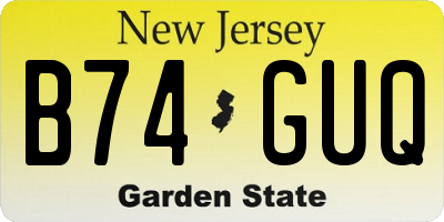 NJ license plate B74GUQ