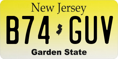 NJ license plate B74GUV