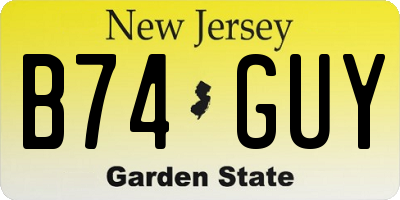 NJ license plate B74GUY