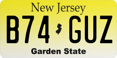 NJ license plate B74GUZ