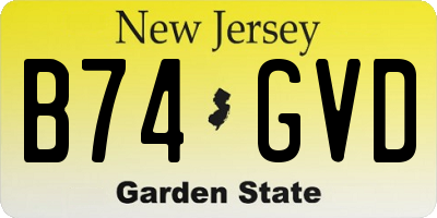 NJ license plate B74GVD