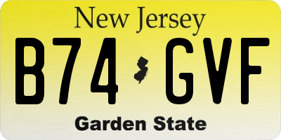 NJ license plate B74GVF
