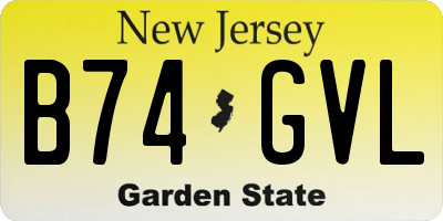 NJ license plate B74GVL