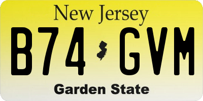 NJ license plate B74GVM