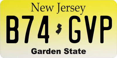NJ license plate B74GVP