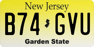 NJ license plate B74GVU
