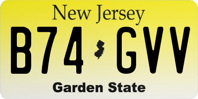 NJ license plate B74GVV