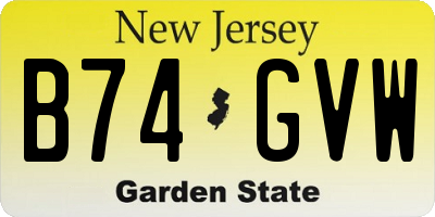 NJ license plate B74GVW