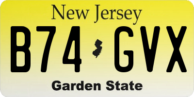 NJ license plate B74GVX