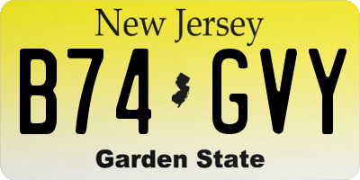 NJ license plate B74GVY