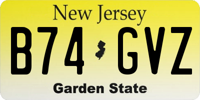 NJ license plate B74GVZ