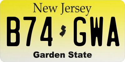 NJ license plate B74GWA