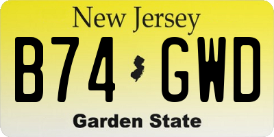 NJ license plate B74GWD