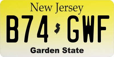 NJ license plate B74GWF