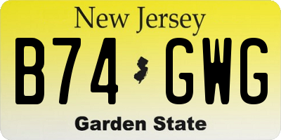 NJ license plate B74GWG