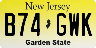 NJ license plate B74GWK