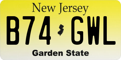NJ license plate B74GWL