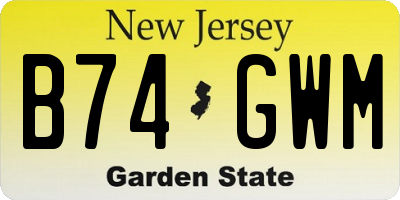 NJ license plate B74GWM