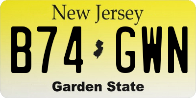 NJ license plate B74GWN
