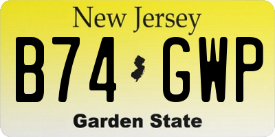 NJ license plate B74GWP