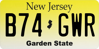 NJ license plate B74GWR