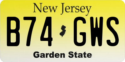 NJ license plate B74GWS