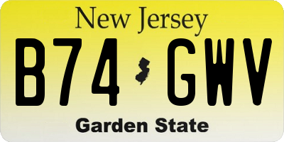 NJ license plate B74GWV