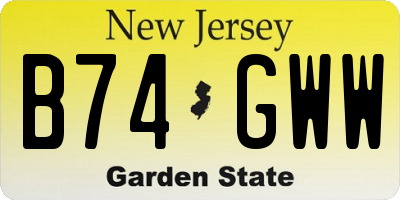 NJ license plate B74GWW