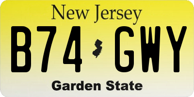 NJ license plate B74GWY
