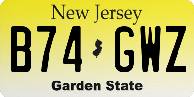 NJ license plate B74GWZ