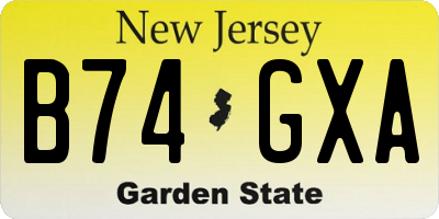 NJ license plate B74GXA