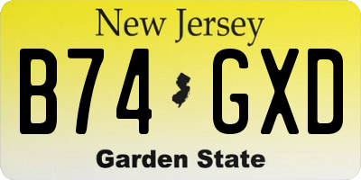 NJ license plate B74GXD