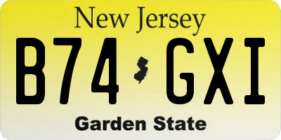 NJ license plate B74GXI