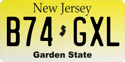 NJ license plate B74GXL