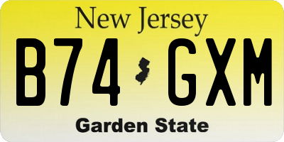 NJ license plate B74GXM