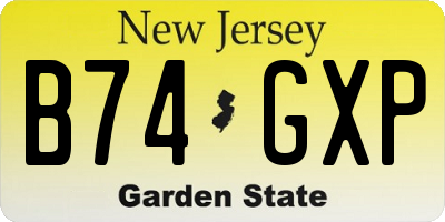 NJ license plate B74GXP