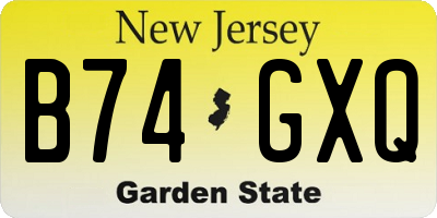 NJ license plate B74GXQ