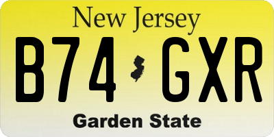 NJ license plate B74GXR