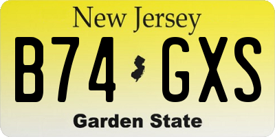 NJ license plate B74GXS