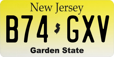 NJ license plate B74GXV