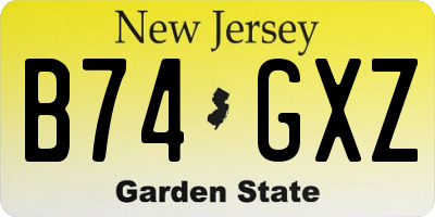 NJ license plate B74GXZ