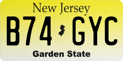 NJ license plate B74GYC